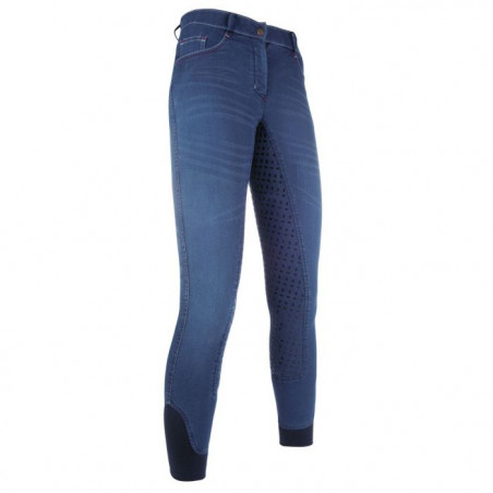 Sommer-Denim-Reithose Easy mit 3/4-Silikonbesatz HKM