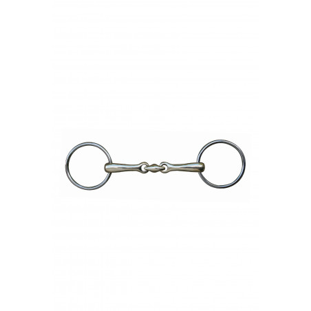 Zweifach gebrochenes Gebiss HKM 16 mm Neusilber mit Edelstahlringen