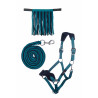 HKM Halfter-Set mit Karabiner & abnehmbaren Fransen - Petrol / Marineblau