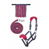 HKM Halfter-Set mit Karabiner & abnehmbaren Fransen - Grau / Dunkelrosa