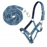 HKM Crystal gepolstertes Halfter-Set mit Karabinerhaken - Petrol / Marineblau