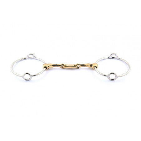 Gebrochenes Aufziehgebiss Jump'In mit großen Ringplatten und gedrehtem Mundstück