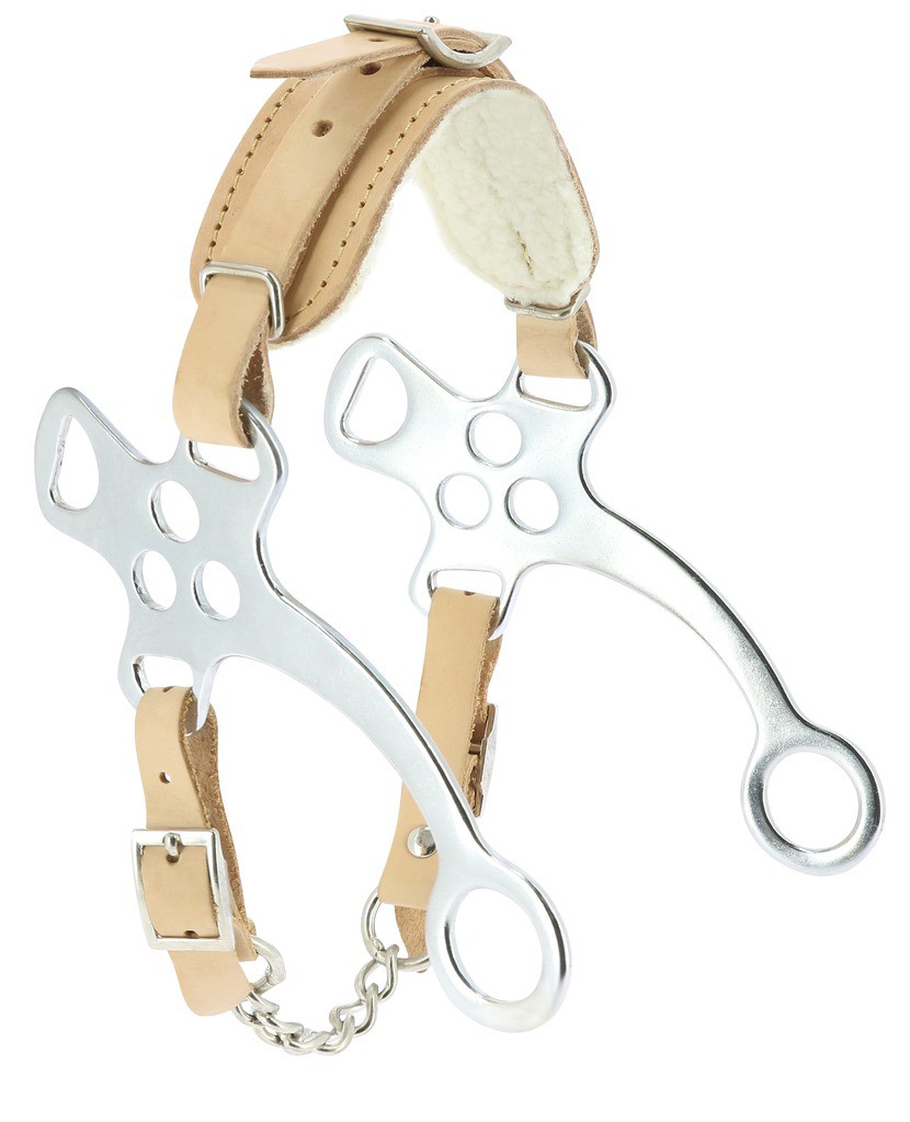 Hackamore verchromter Stahl Feeling mit Lammfell unterlegt
