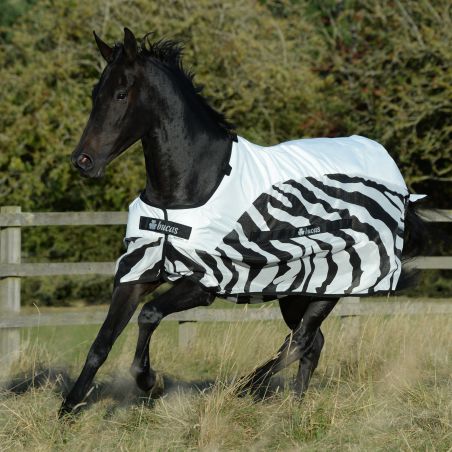 Bucas Buzz-Off Rain Zebra Fliegendecke mit Halsteil