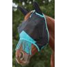 Weatherbeeta ComFiTec Deluxe Mesh Fliegenmaske mit Ohren und Fransen - Schwarz / Türkis