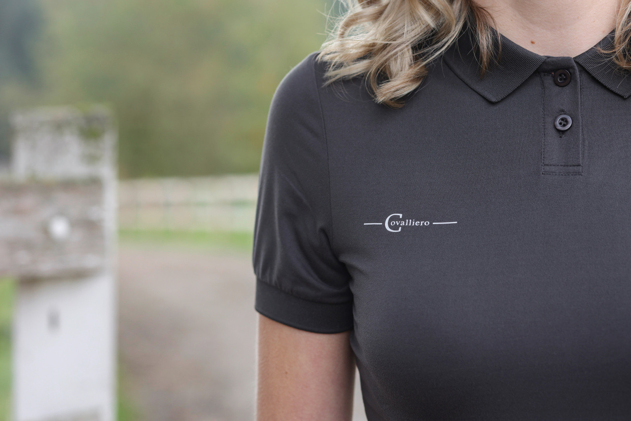 Damen-Poloshirt kurzarm Covalliero Graphit Grau