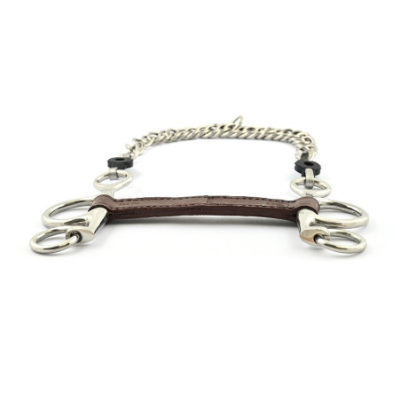 Pelham-Kandare Jump'In aus Leder mit kleinen geraden Ästen