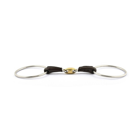 Gebiss Jump'In große Ringe doppelt gebrochen mit Leder überzogen