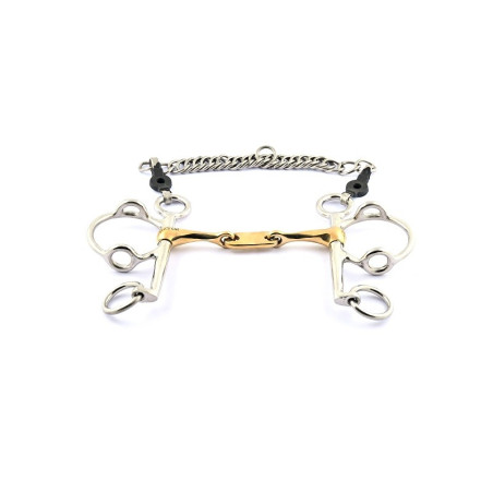 Pelham-Gebiss Jump'In mit Hebelwirkung, gedreht mit Anzugsschenkel