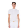 Wettkampf-Poloshirt aus Stretch mit Reißverschluss und Mesh für Damen Taline Equestro - Weiß