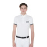 Polo de competición ajustado de manga corta para hombre con inserciones negras Garen Equestro - Weiß