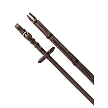 Gummizügel 5/8" mit Lederstegen und Messingschnallen Equestro