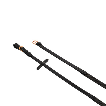 Leder- und Gummizügel Kris mit roségoldenen Schnallen Equestro