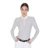 Langarm-Poloshirt aus technischem Fleecestoff Damen Warm+ Equestro - Grau