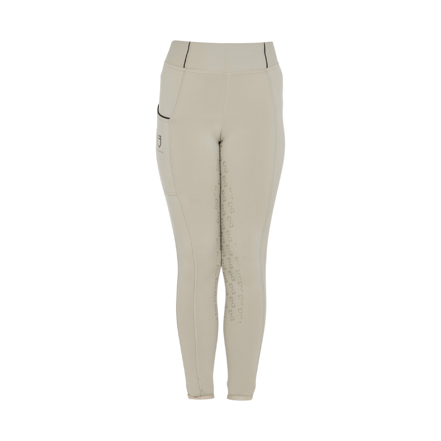 Legging fille cintré avec grip et logo Equestro Blanc / blanc Legging fille cintré avec grip et logo Equestro Blanc / blanc