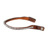 Stirnband aus Kalbsleder mit runden Acavallo-Kristallen - Cognac / transparent