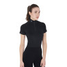 Eng anliegende Damen-Baselayer mit kurzen Ärmeln aus technischem Gewebe Equestro - Schwarz / Weiß