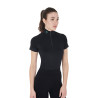 Eng anliegende Damen-Baselayer mit kurzen Ärmeln aus technischem Gewebe Equestro - Schwarz / Smaragd