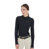 Damen-Trainings-Tech-Poloshirt Langarm Equestro - Schwarz