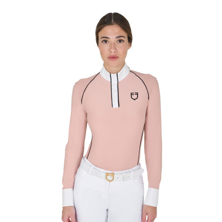 Wettkampf-Poloshirt Damen Langarm mit Mesh-Einsätzen Equestro