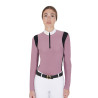 Wettkampfshirt Damen Langarm aus technischem Gewebe Equestro - Pink