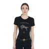 Damen-T-Shirt Slim Fit Springreiten mit Strass Equestro - Schwarz