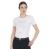 Damen-T-Shirt Slim Fit Springreiten mit Strass Equestro - Weiß