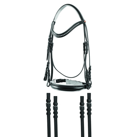 Dressurzaum aus Leder mit Steinen JM