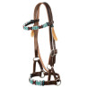 Gebisslose Trense mit verziertem Genickstück und bunten Perlen Pool's - Dunkelbraun