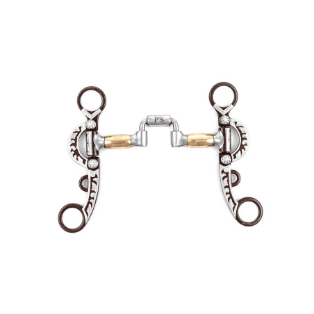 Korrekturgebiss aus schwarzem Eisen mit Kupferrollen und verzierten Schenkeln Pool's