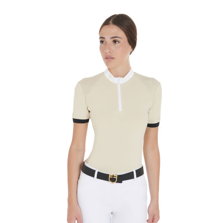 Damen-Wettkampfpoloshirt mit schmaler Passform und kontrastierenden Einsätzen auf den Schultern Equestro