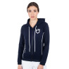 Damen-Sweatshirt mit Frontreißverschluss aus Interlock Equestro - Marine Blazer / Weiß