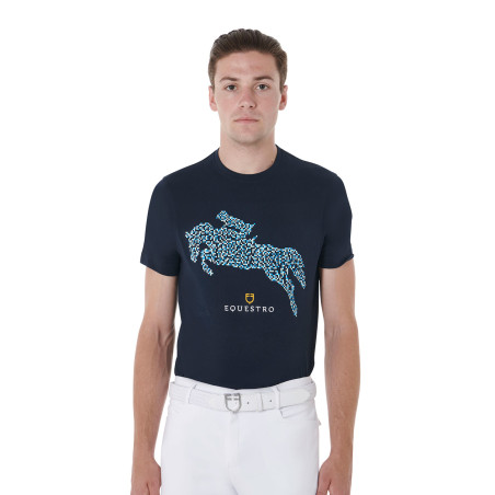 Herren-T-Shirt aus Baumwolle Equestro, Slim Fit, mit Jump-Print
