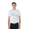 Herren-T-Shirt aus Baumwolle Equestro, Slim Fit, mit Jump-Print - Weiß