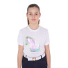 Mädchen-T-Shirt mit Pferdedruck in Interferenz Equestro - Weiß