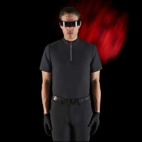 Trainingspolo für Herren Equestro Ridertechnology mit kurzen Ärmeln und Reißverschluss