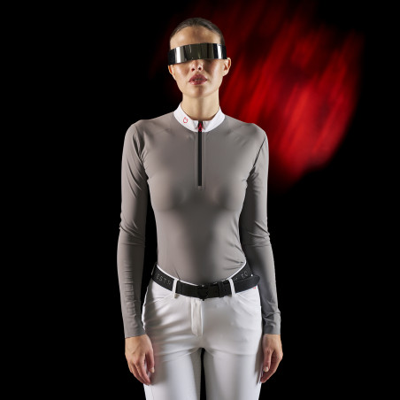 Damen-Turnierpolo Equestro Ridertechnology mit langen Ärmeln und Reißverschluss