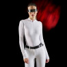 Damen-Turnierpolo Equestro Ridertechnology mit langen Ärmeln und Reißverschluss - Weiß