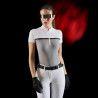Wettkampf-Poloshirt Damen Equestro Ridertechnology aus perforiertem Stoff - Weiß / Spottdrossel