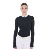 Damen-Slim-Fit-Turnierpolo mit Mesh-Einsätzen Equestro - Schwarz