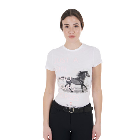 T-Shirt aus Baumwolle Equestro Damen Horse Lover