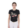 Damen-T-Shirt aus Baumwolle Crazy Horse Equestro - Schwarz