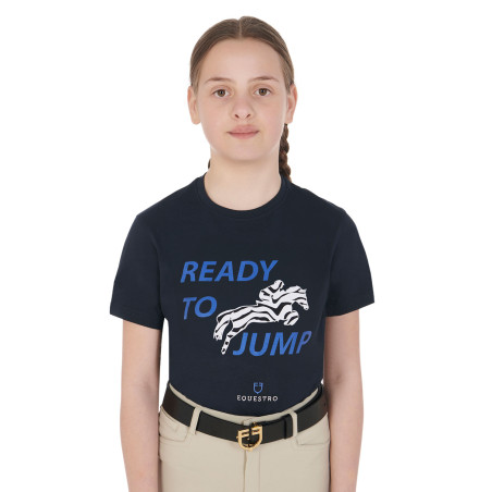 Equestro T-Shirt aus Baumwolle für Mädchen Ready To Jump