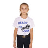 Equestro T-Shirt aus Baumwolle für Mädchen Ready To Jump - Weiß