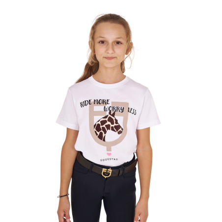 T-Shirt Equestro aus Baumwolle für Mädchen Ride More Worry Less