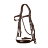 Dy'on Trense Kollektion Dressur Flachleder Reithalfter Breit Lack Weißes Futter - Braun