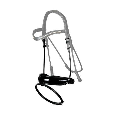 Dy'on Dressur-Nasenriemen rundes Leder Kombiniert Breit Pull-Back-Verschluss Lackiert