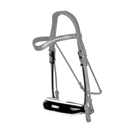 Nasenriemen Dy'on Kollektion Dressur rundes Leder Groß Lackiert mit weißem Futter