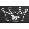 Bügelmotiv Krone und Pferd HKM - Silber Flex Moda Glitter