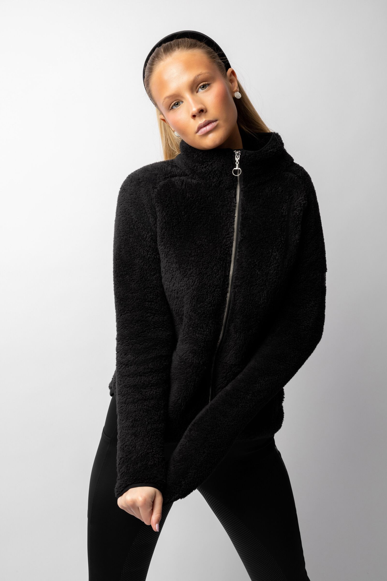 Teddybär-Fleecejacke Merida Horze Damen Schwarz